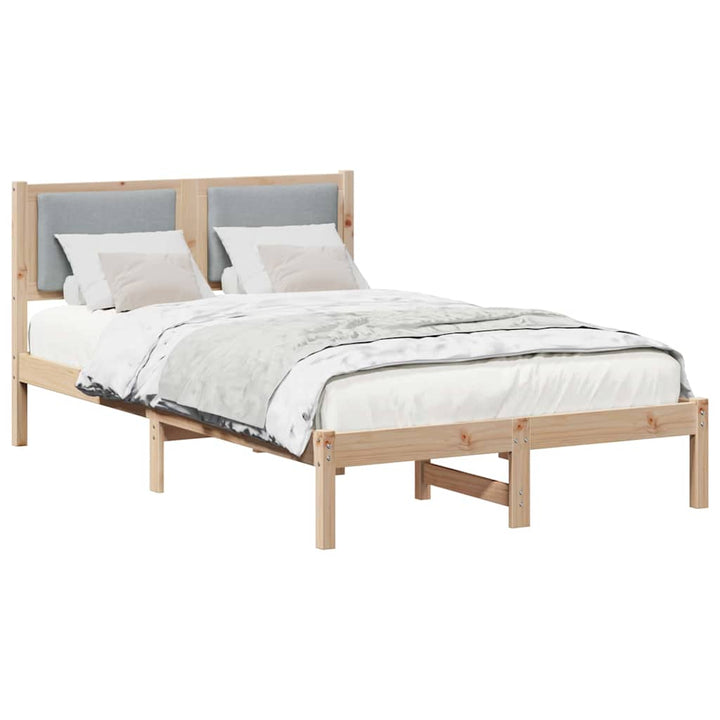 Sengestel med hovedgærde Lysegrå 120 x 190 cm Massiv fyrretræ