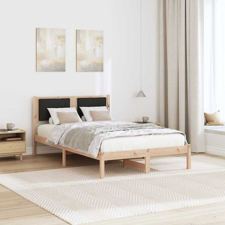 Sengestel med hovedgærde Sort 120 x 190 cm Massiv fyrretræ