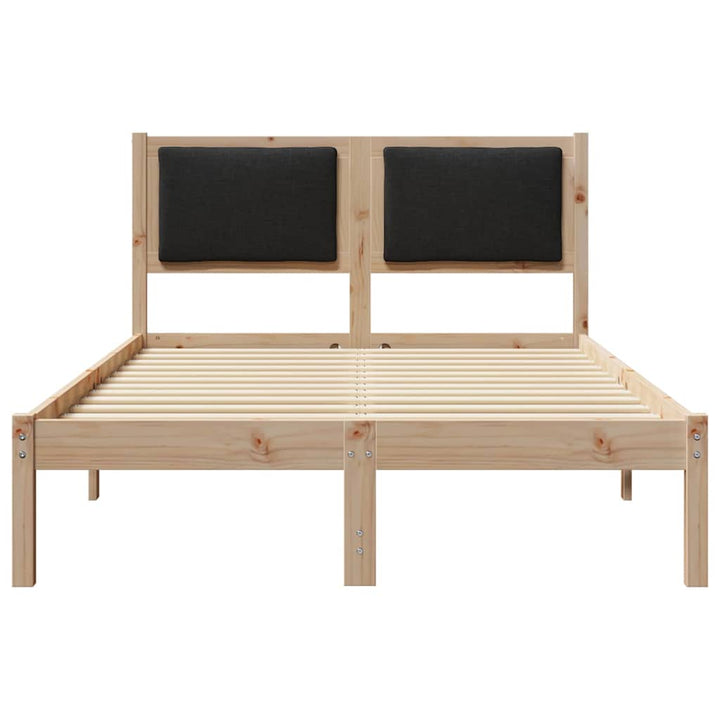 Sengestel med hovedgærde Sort 120 x 190 cm Massiv fyrretræ