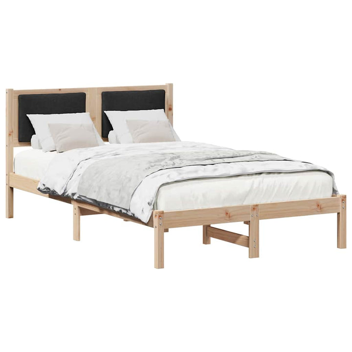 Sengestel med hovedgærde Sort 120 x 190 cm Massiv fyrretræ