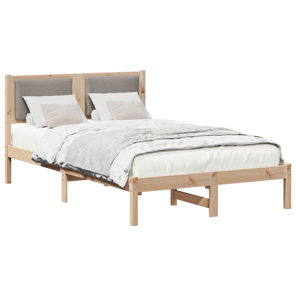 Sengestel med hovedgærde Gråbrun 120 x 190 cm Massiv fyrretræ