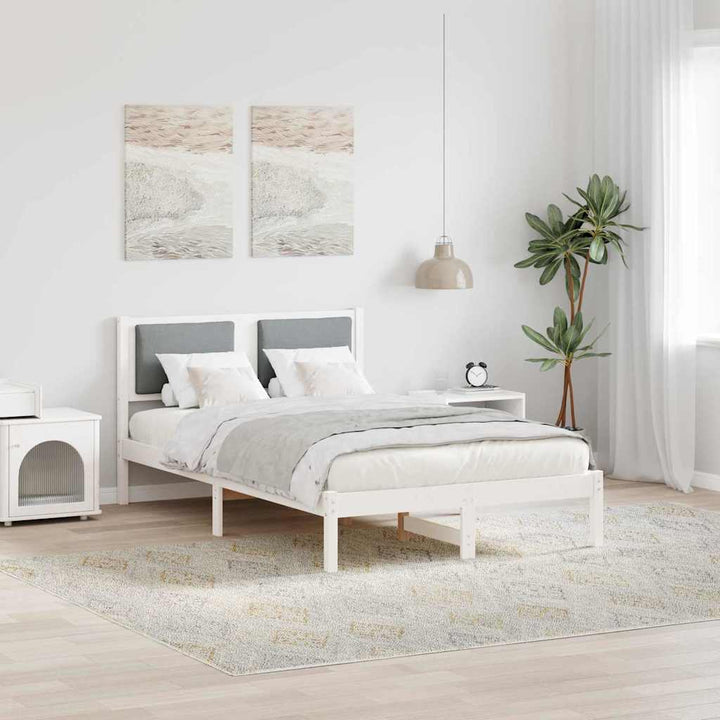 Sengestel med hovedgærde Lysegrå 120 x 190 cm Massiv fyrretræ
