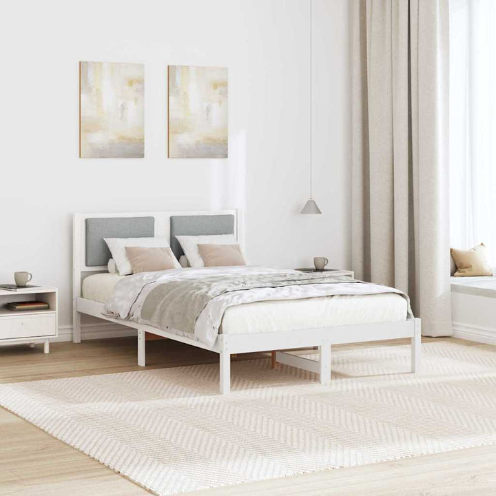 Sengestel med hovedgærde Lysegrå 120 x 190 cm Massiv fyrretræ