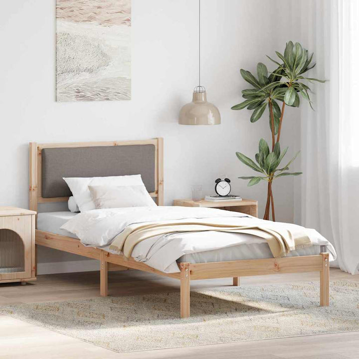 Sengestel med hovedgærde Gråbrun 100 x 200 cm Massiv fyrretræ