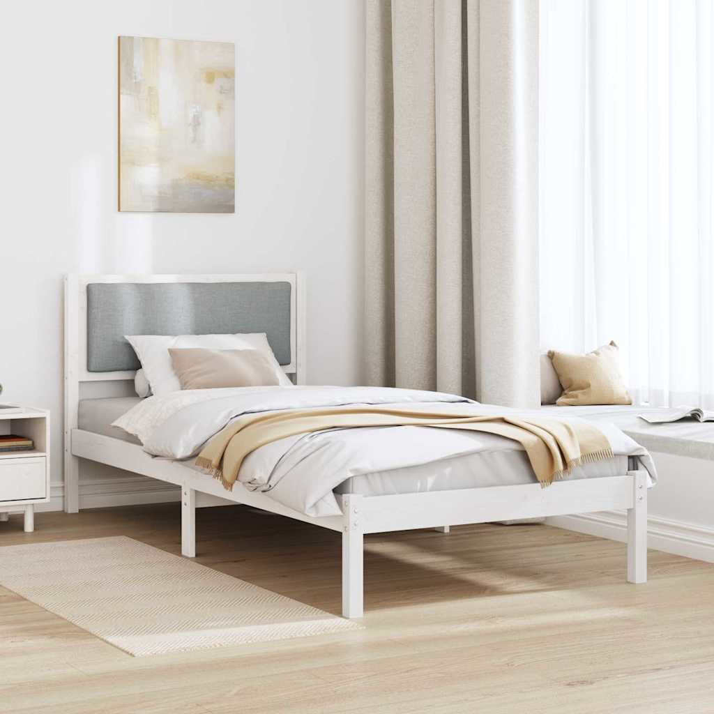 Sengestel med hovedgærde Lysegrå 100 x 200 cm Massiv fyrretræ