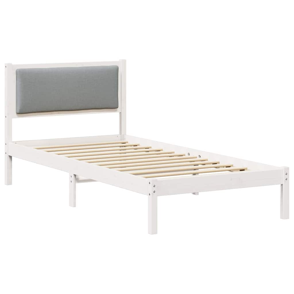Sengestel med hovedgærde Lysegrå 100 x 200 cm Massiv fyrretræ