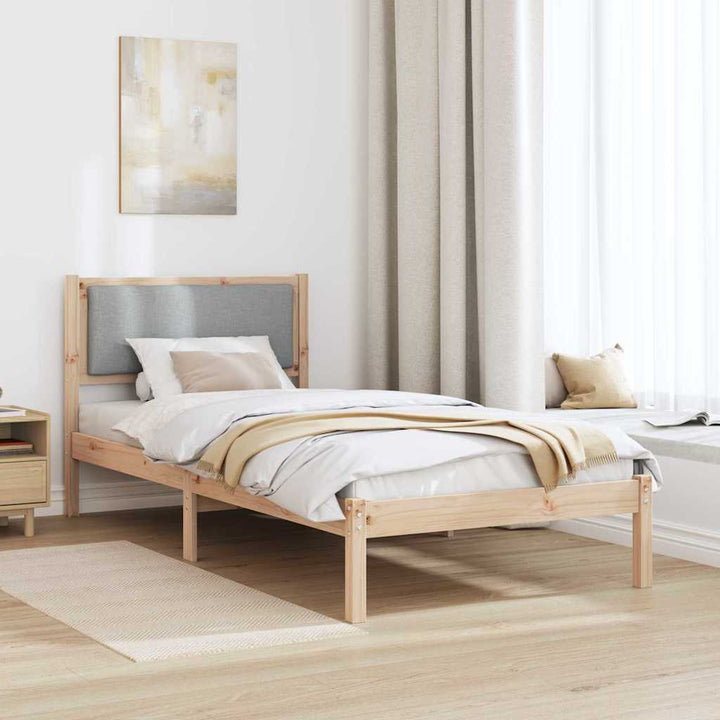 Sengestel med hovedgærde Lysegrå 90 x 200 cm Massiv fyrretræ