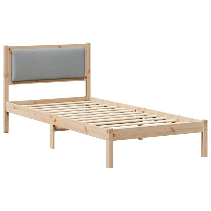 Sengestel med hovedgærde Lysegrå 90 x 200 cm Massiv fyrretræ