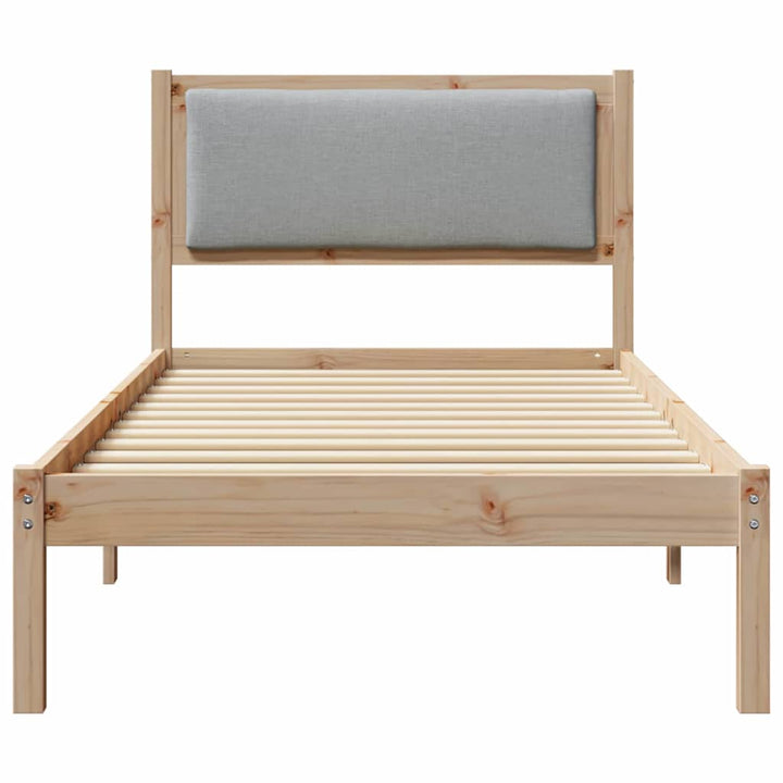Sengestel med hovedgærde Lysegrå 90 x 200 cm Massiv fyrretræ