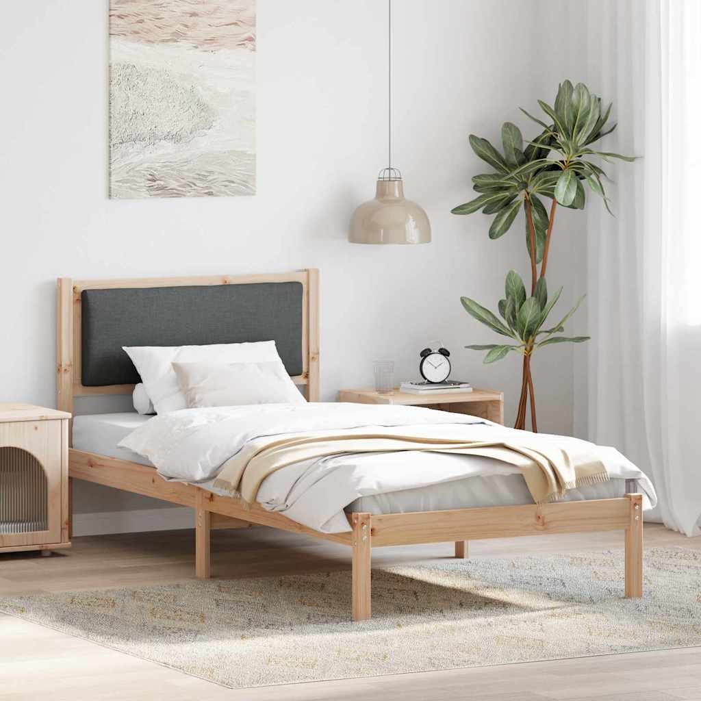 Sengestel med hovedgærde Mørkegrå 90 x 200 cm Massiv fyrretræ