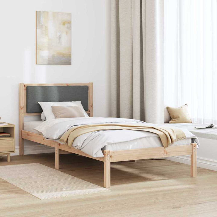 Sengestel med hovedgærde Mørkegrå 90 x 200 cm Massiv fyrretræ
