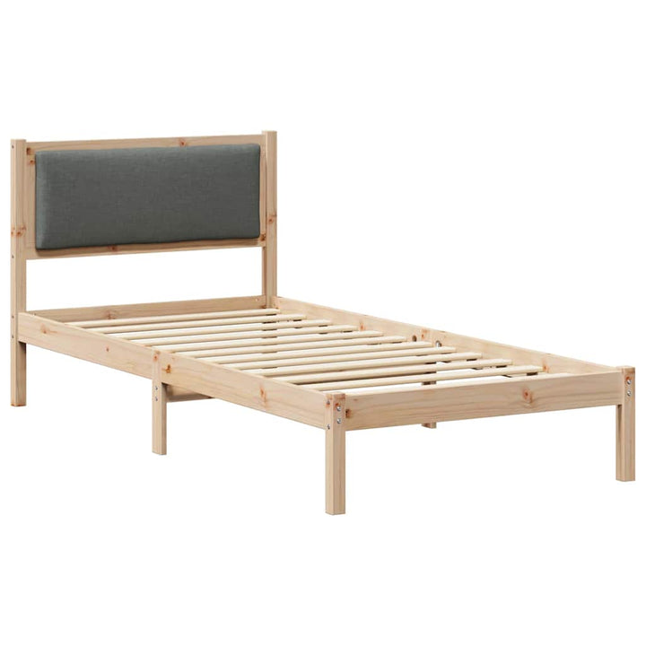 Sengestel med hovedgærde Mørkegrå 90 x 200 cm Massiv fyrretræ