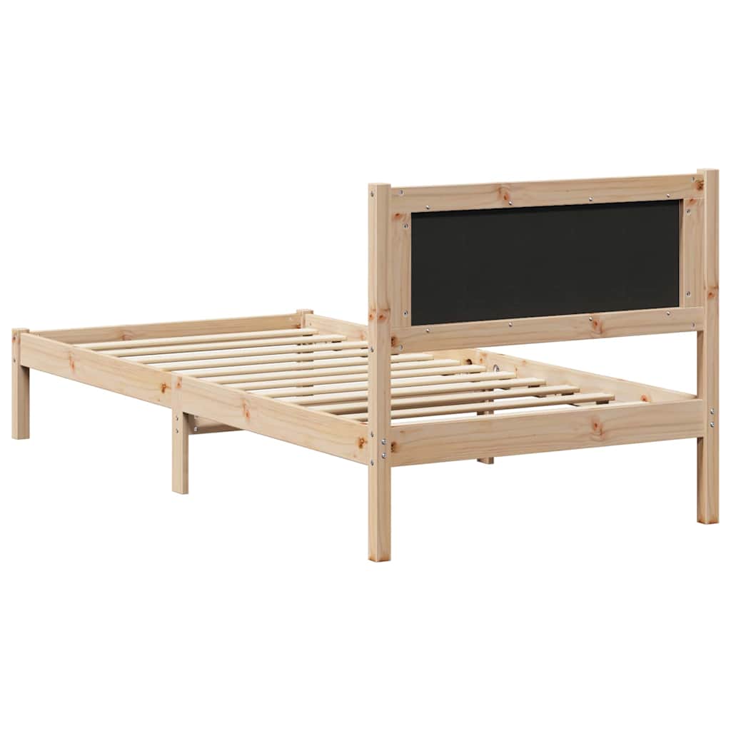 Sengestel med hovedgærde Mørkegrå 90 x 200 cm Massiv fyrretræ