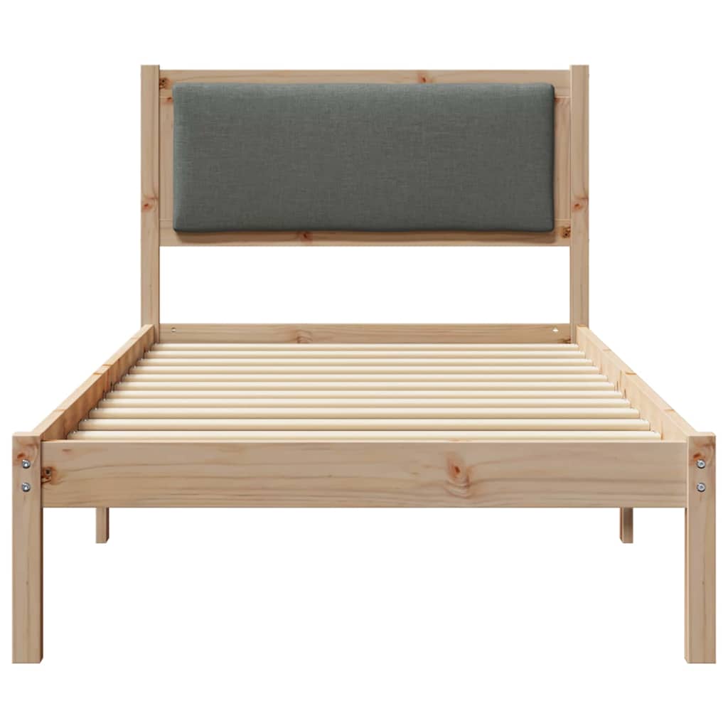 Sengestel med hovedgærde Mørkegrå 90 x 200 cm Massiv fyrretræ