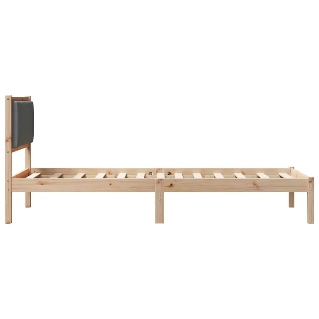 Sengestel med hovedgærde Mørkegrå 90 x 200 cm Massiv fyrretræ