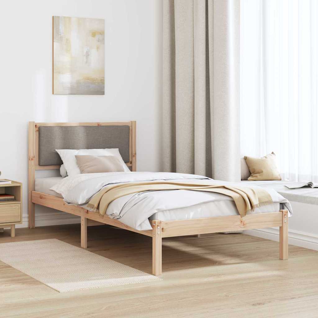 Sengestel med hovedgærde Gråbrun 90 x 200 cm Massiv fyrretræ
