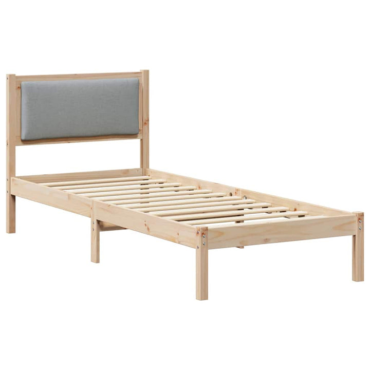 Sengestel med hovedgærde Lysegrå 80 x 200 cm Massiv fyrretræ