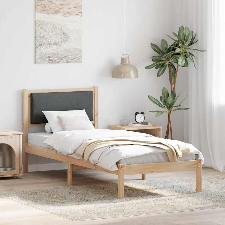 Sengestel med hovedgærde Mørkegrå 80 x 200 cm Massiv fyrretræ