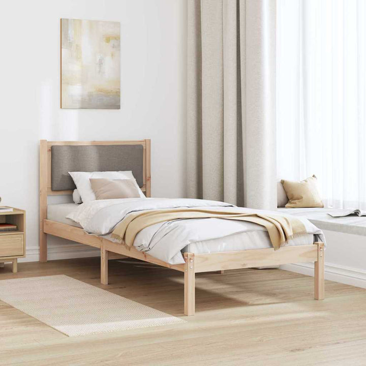 Sengestel med hovedgærde Gråbrun 80 x 200 cm Massiv fyrretræ