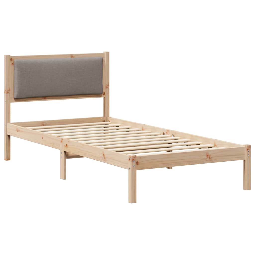 Sengestel med hovedgærde Gråbrun 90 x 190 cm Massiv fyrretræ