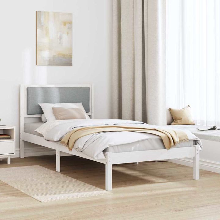 Sengestel med hovedgærde Lysegrå 90 x 190 cm Massiv fyrretræ