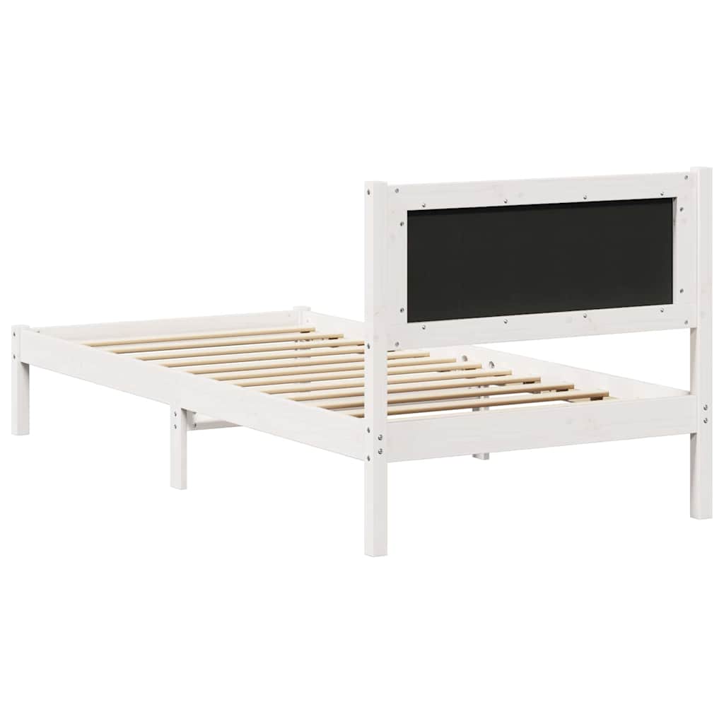 Sengestel med hovedgærde Lysegrå 90 x 190 cm Massiv fyrretræ
