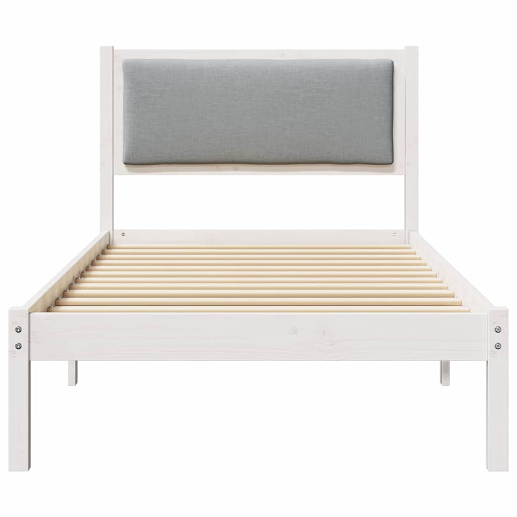 Sengestel med hovedgærde Lysegrå 90 x 190 cm Massiv fyrretræ