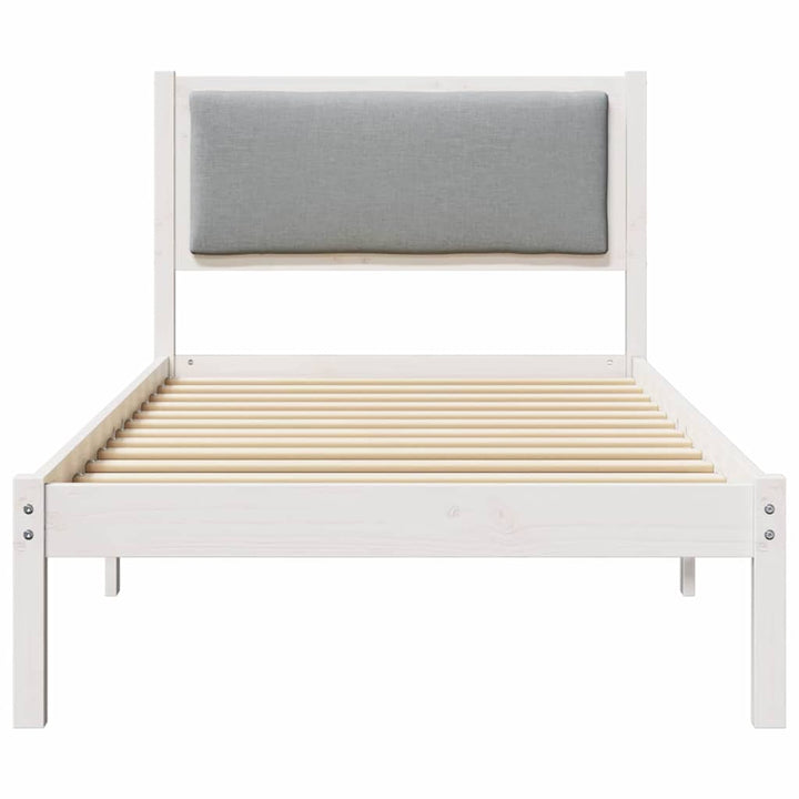 Sengestel med hovedgærde Lysegrå 90 x 190 cm Massiv fyrretræ