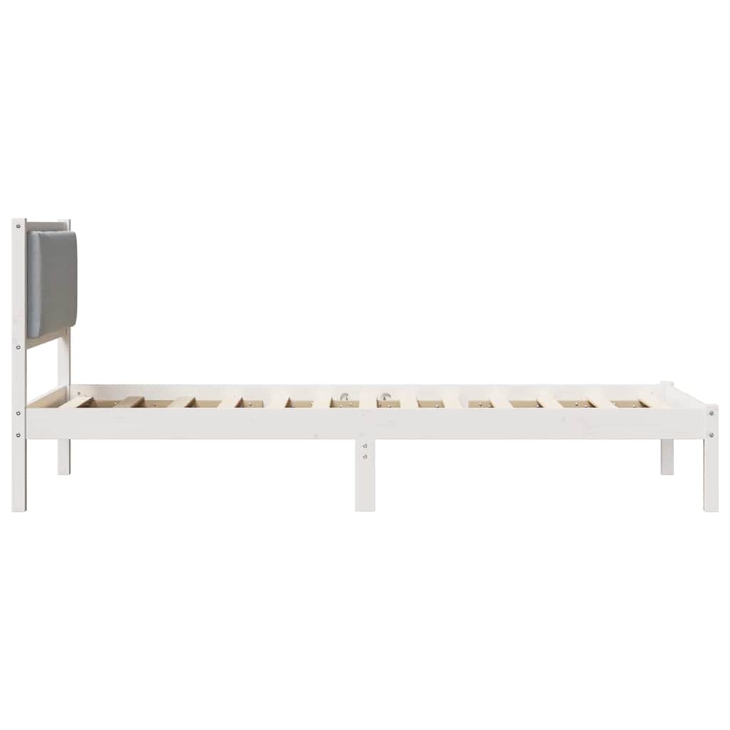 Sengestel med hovedgærde Lysegrå 90 x 190 cm Massiv fyrretræ
