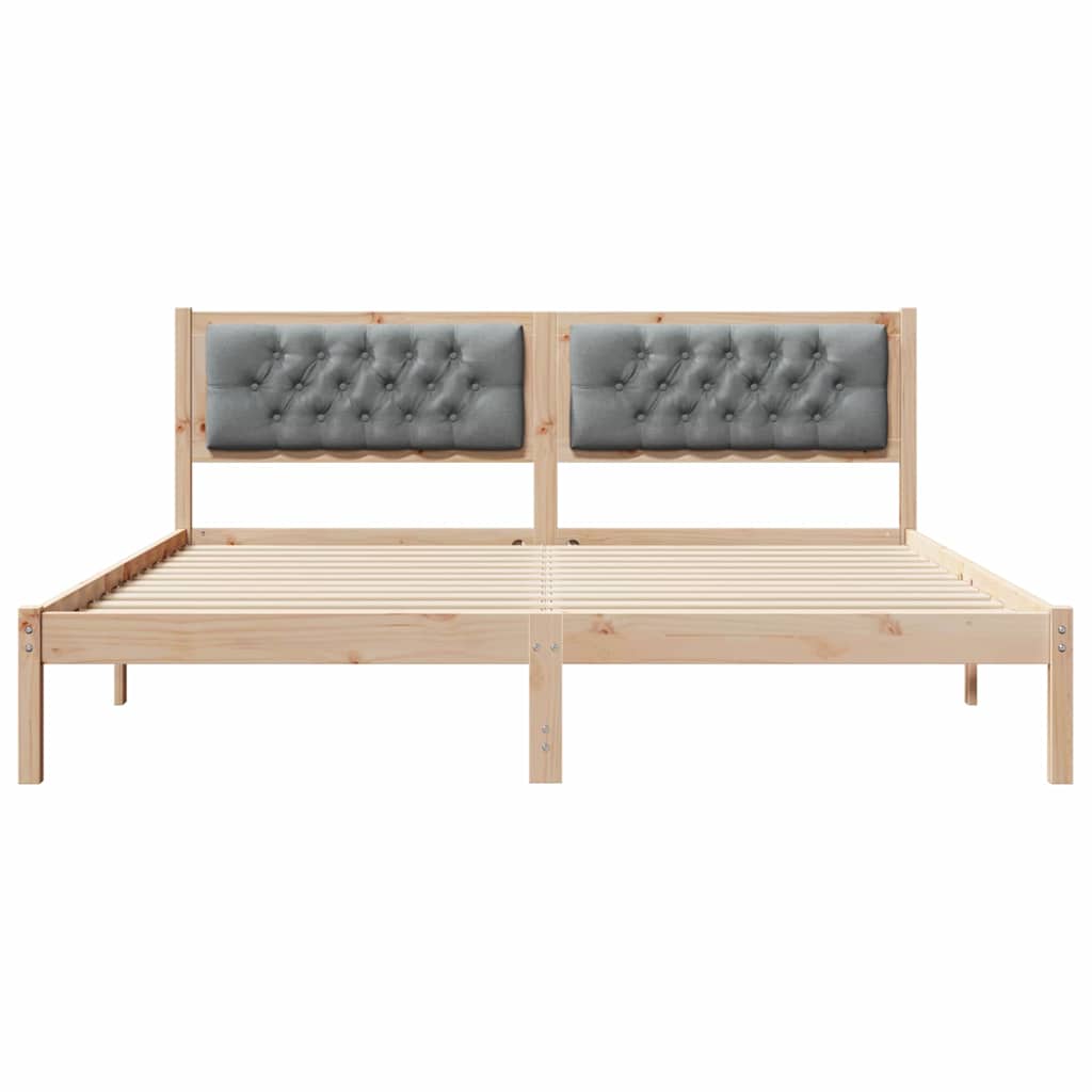 Sengestel med hovedgærde Lysegrå 160 x 200 cm Massiv fyrretræ