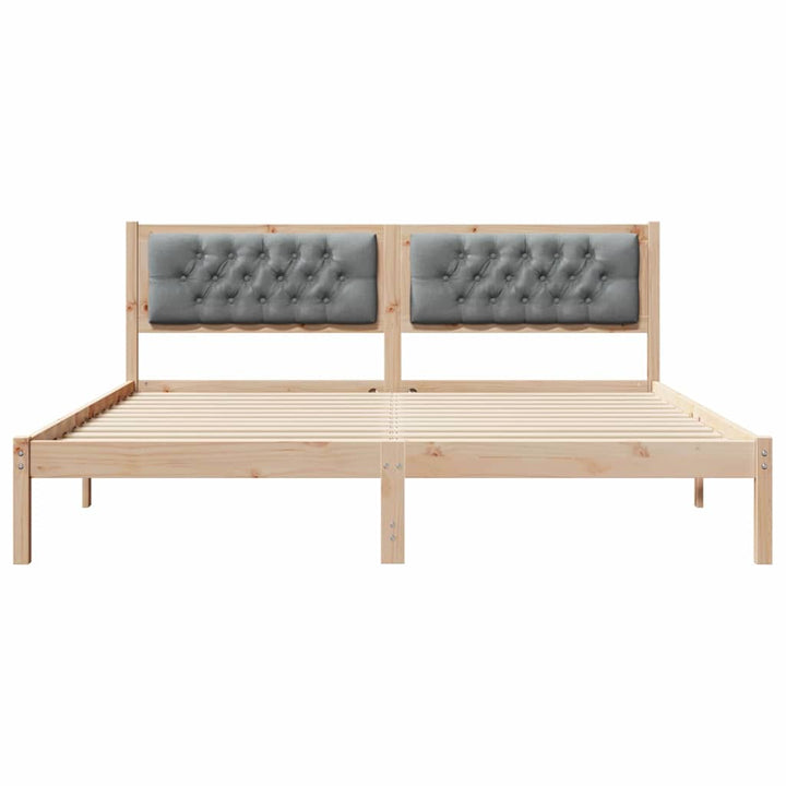 Sengestel med hovedgærde Lysegrå 160 x 200 cm Massiv fyrretræ