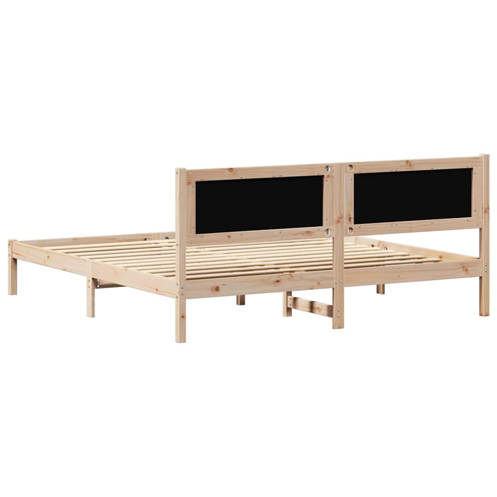 Sengestel med hovedgærde Mørkegrå 160 x 200 cm Massiv fyrretræ