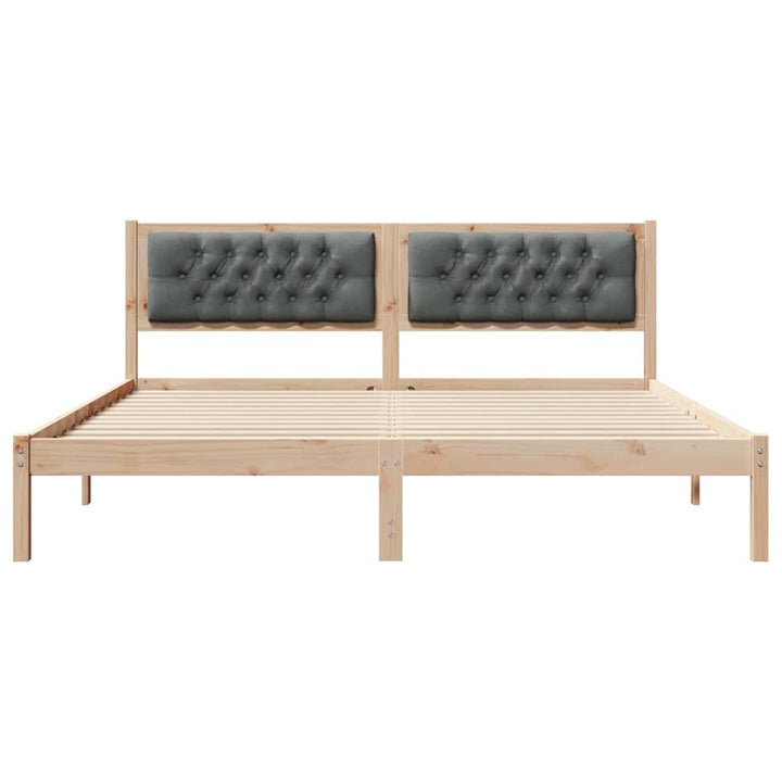 Sengestel med hovedgærde Mørkegrå 160 x 200 cm Massiv fyrretræ