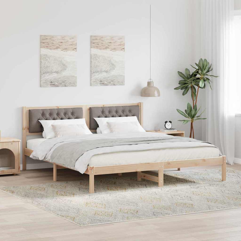 Sengestel med hovedgærde Gråbrun 160 x 200 cm Massiv fyrretræ