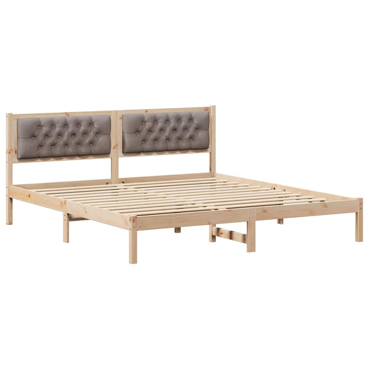 Sengestel med hovedgærde Gråbrun 160 x 200 cm Massiv fyrretræ