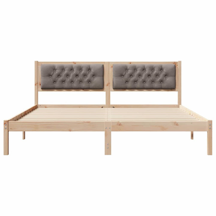 Sengestel med hovedgærde Gråbrun 160 x 200 cm Massiv fyrretræ