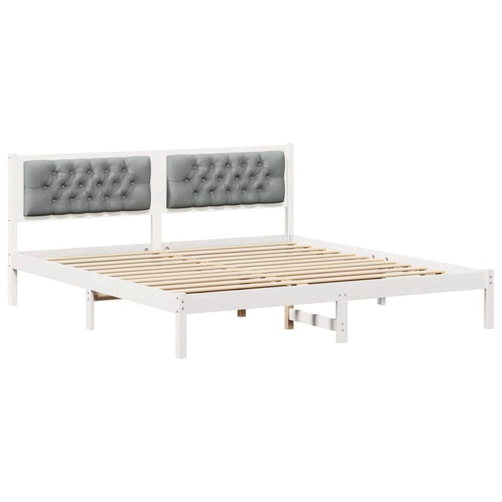 Sengestel med hovedgærde Lysegrå 160 x 200 cm Massiv fyrretræ