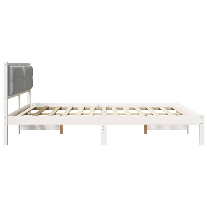 Sengestel med hovedgærde Lysegrå 160 x 200 cm Massiv fyrretræ