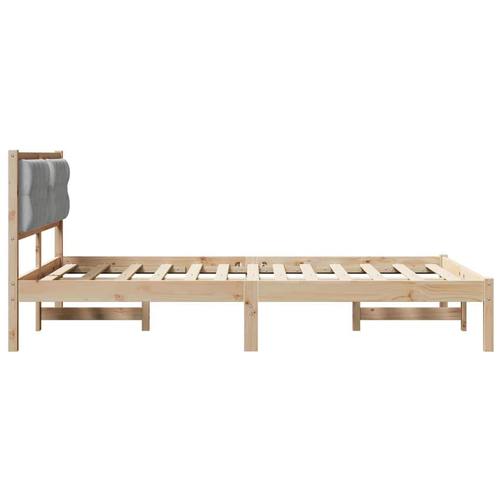 Sengestel med hovedgærde Lysegrå 150 x 200 cm Massiv fyrretræ