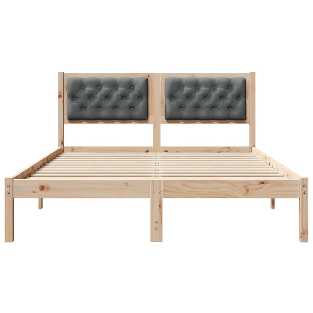 Sengestel med hovedgærde Mørkegrå 150 x 200 cm Massiv fyrretræ
