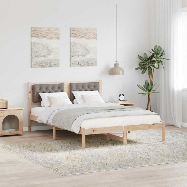 Sengestel med hovedgærde Gråbrun 150 x 200 cm Massiv fyrretræ