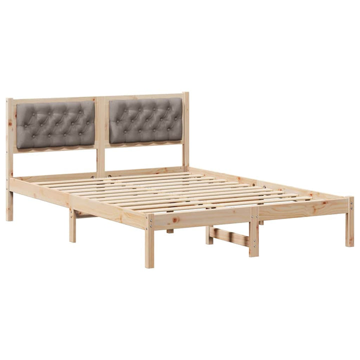 Sengestel med hovedgærde Gråbrun 150 x 200 cm Massiv fyrretræ