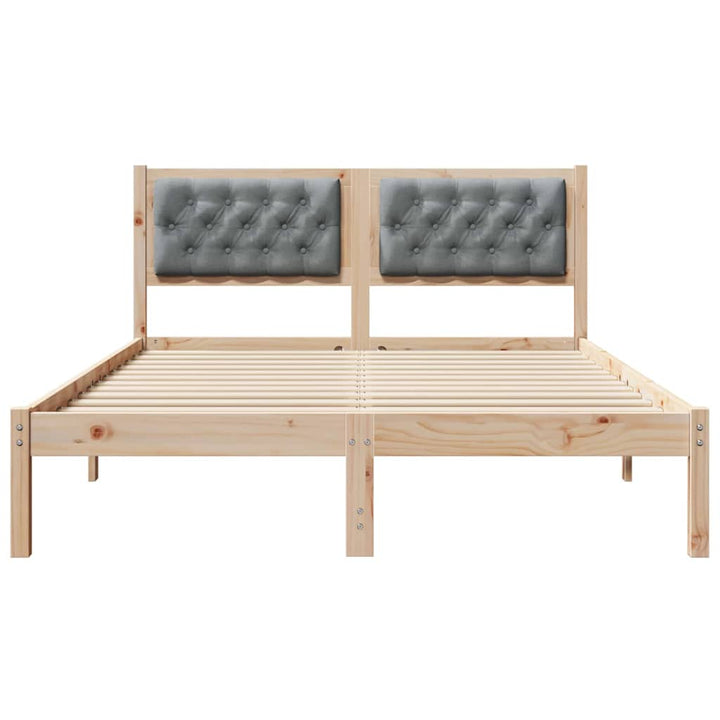 Sengestel med hovedgærde Lysegrå 140 x 200 cm Massiv fyrretræ