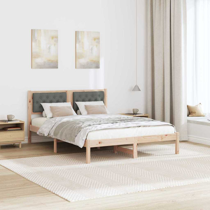 Sengestel med hovedgærde Mørkegrå 140 x 200 cm Massiv fyrretræ