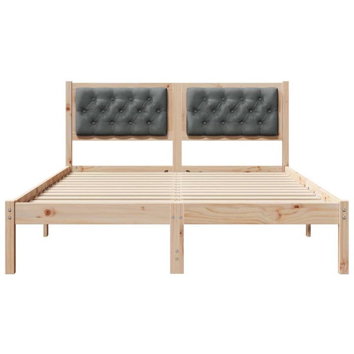Sengestel med hovedgærde Mørkegrå 140 x 200 cm Massiv fyrretræ