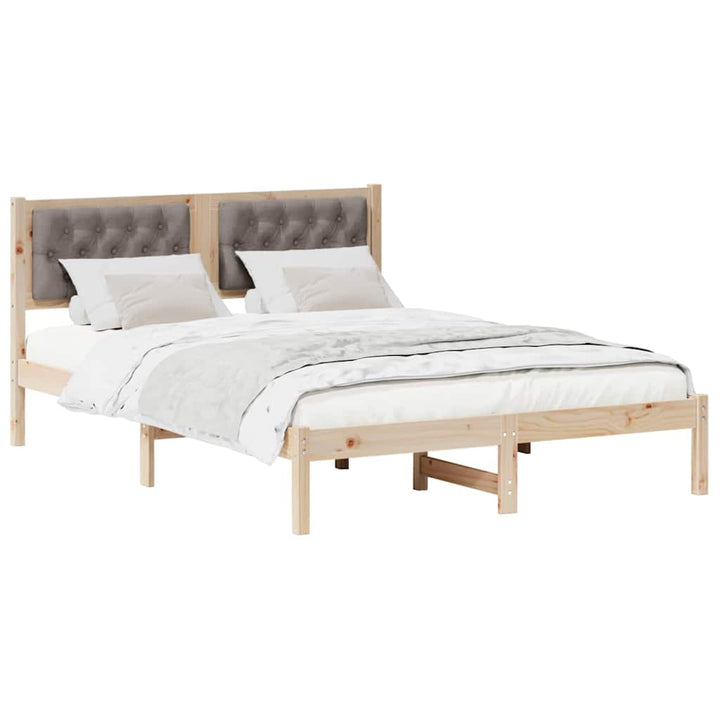 Sengestel med hovedgærde Gråbrun 140 x 200 cm Massiv fyrretræ