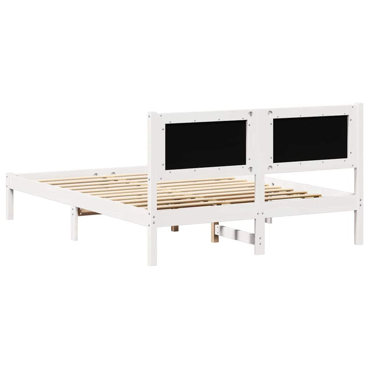 Sengestel med hovedgærde Lysegrå 140 x 200 cm Massiv fyrretræ