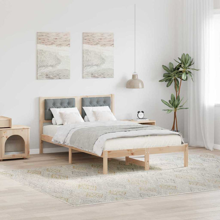 Sengestel med hovedgærde Lysegrå 120 x 200 cm Massiv fyrretræ