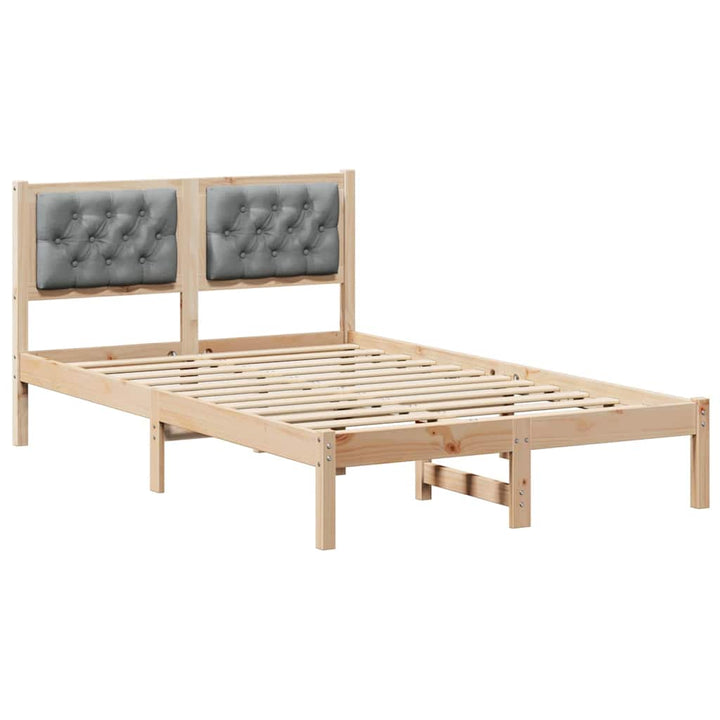 Sengestel med hovedgærde Lysegrå 120 x 200 cm Massiv fyrretræ