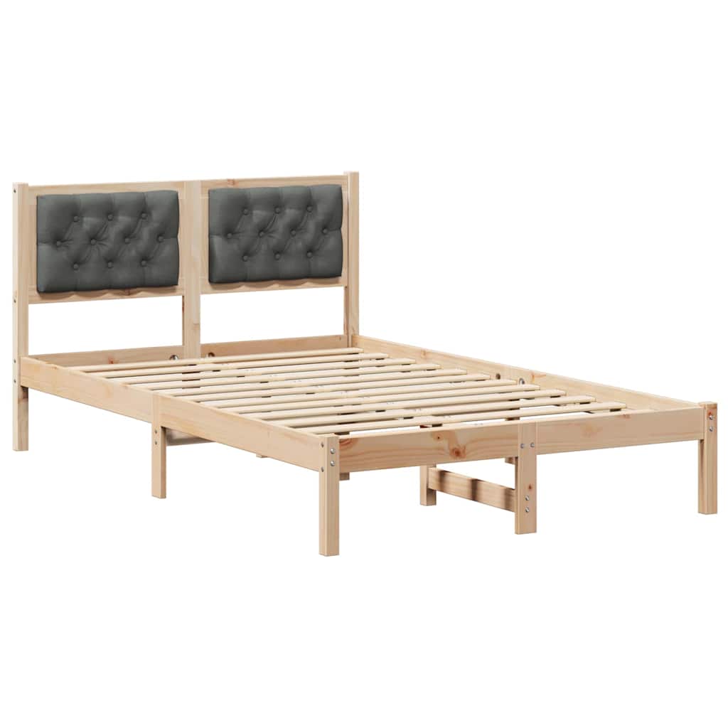 Sengestel med hovedgærde Mørkegrå 120 x 200 cm Massiv fyrretræ